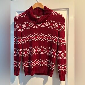 Cat & Jack Red Fair Isle Sweater. Kids Medium 8/10 Shawl Collar.
